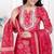Doriyaan red floral print embroidered cotton  straight kurta with palazzo & dupatta