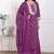 Doriyaan magenta embroidered cotton kurta with palazzo and dupatta