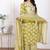 Doriyaan women's lime yellow embroidered straight kurta with palazzo and dupatta