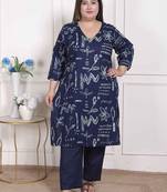 Doriyaan womens plus size abstract printed cotton kurta set