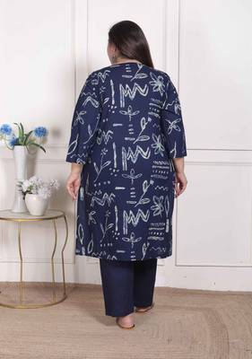  womens plus size abstract printed cotton kurta set 4