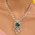 Gold plated green stone kundan necklace set