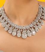 Silver plated kundan necklace set