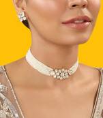 Gold plated pearl choker necklace set