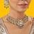 Gold plated green stone kundan necklace set