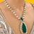 Gold plated green stone kundan necklace set