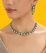 Gold plated green stone kundan choker necklace set