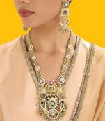 Gold plated multicolor kundan necklace set