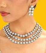 Gold plated choker necklace set