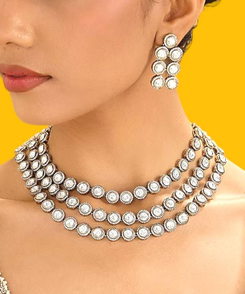 Gold plated choker necklace set