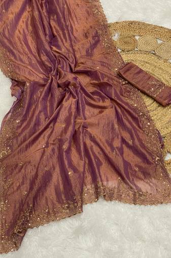 Onion Pink Color Shinny Party Wear Tonic Silk Saree