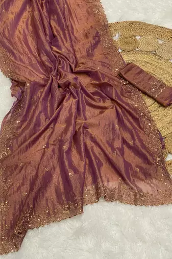 Onion Pink Color Shinny Party Wear Tonic Silk Saree