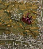 Green Color Shinny Party Wear Tonic Silk Saree