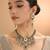 Gold plated green stone kundan necklace set