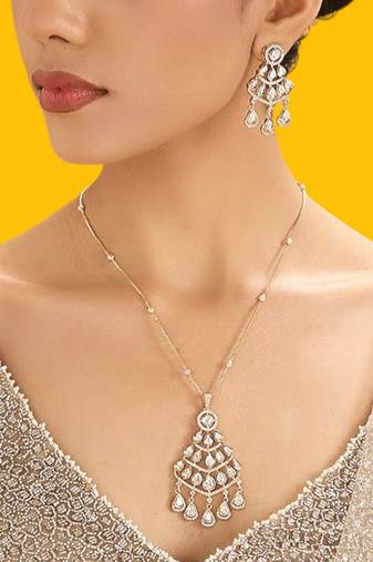 Gold plated silver kundan necklace set