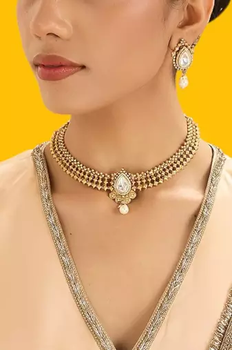Gold plated choker necklace set