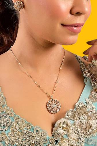 Gold plated silver kundan necklace set