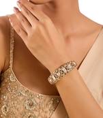 Gold plated green stone kundan bangle