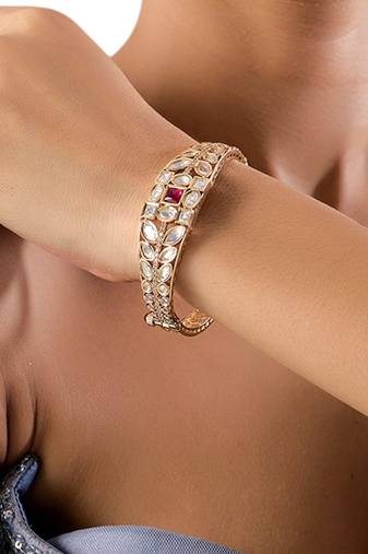 Gold plated kundan bangle