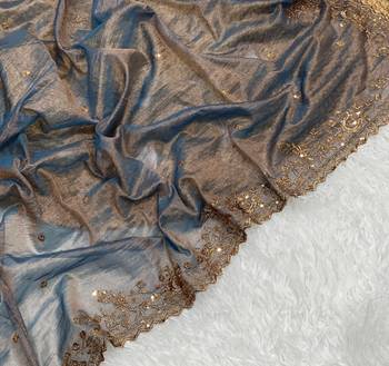 Slate Grey Color Shinny Party Wear Tonic Silk Saree 2
