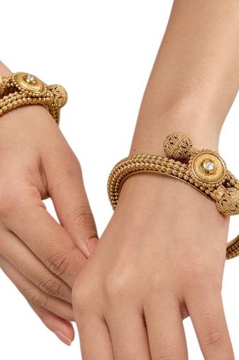 Gold plated kundan bangle