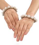 Silver plated pearl kundan bangle