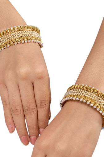 Gold plated kundan bangle