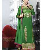 Green Georgette Embroidered Wedding Wear Designer semi stiched Suit