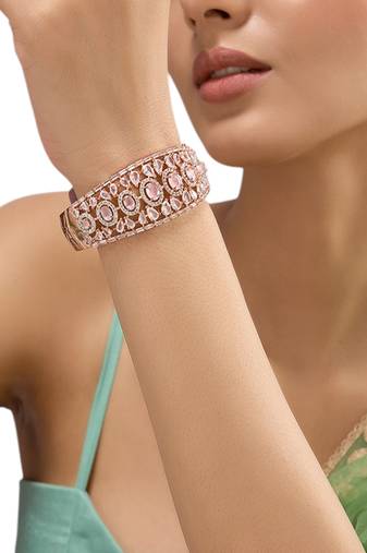 Rose Gold plated kundan bangle