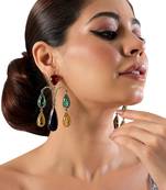 Gold plated multicolor dangler earrings
