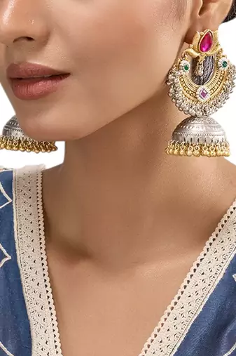 Two toned multicolor Jhumkas