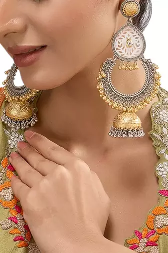 Two toned dangler earrings