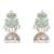Silver plated green stone jhumkas