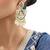 Gold plated green stone kundan chandbali earrings