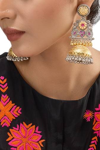 Two Toned multicolor jhumkas