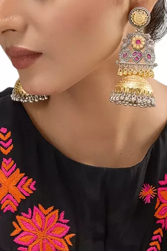 Two Toned multicolor jhumkas