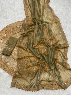 Olive Green Color Shinny Party Wear Tonic Silk Saree 1
