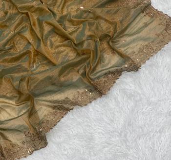 Olive Green Color Shinny Party Wear Tonic Silk Saree 2