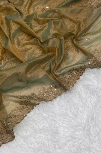 Olive Green Color Shinny Party Wear Tonic Silk Saree