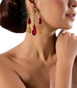 Gold plated multicolor dangler earrings