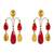 Gold plated multicolor dangler earrings