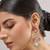 Gold plated pink stone dangler earrings