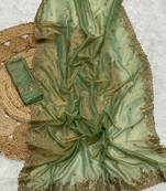 Green Color Shinny Party Wear Tonic Silk Saree