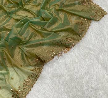 Green Color Shinny Party Wear Tonic Silk Saree 2