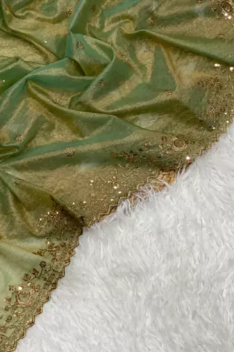 Green Color Shinny Party Wear Tonic Silk Saree