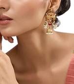 Gold plated multicolor kundan dangler earrings