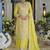 Light yellow heavy chinon silk palazzo suits - full stitched free size upto 44 