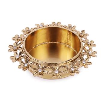 Traditional astonish flower design brass gold plated festival decorative deep / diya 1