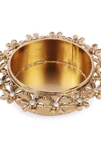 Traditional astonish flower design brass gold plated festival decorative deep / diya