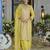 Light yellow heavy chinon silk palazzo suits - full stitched free size upto 44 